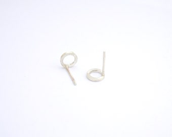 6mm Open Circle Square studs, open square circles studs, plain studs, silver studs, brass stud earrings 0183