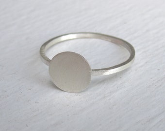 Geometric Circle Disc Ring Dainty Ring 7mm circle square band ring minimalist jewelry 925 sterling silver 0112