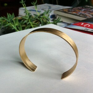 1/2 Rectangle Cuff Bracelet Honey colored plain brass cuff gold color minimal style everyday wear traditional 0075 image 2