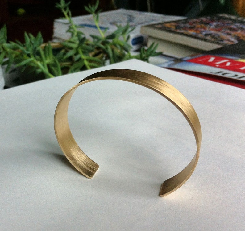 1/2 Rectangle Cuff Bracelet Honey colored plain brass cuff gold color minimal style everyday wear traditional 0075 image 2