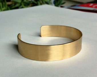 1/2" Rectangle Cuff Bracelet Honey colored plain brass cuff gold color minimal style everyday wear traditional 0075