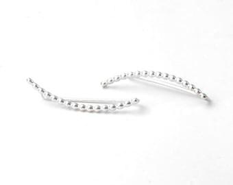Ear crawler 2mm Ear Climber Sterling Silver Minimalist studs pair of ear crawlers up the ear Long Earrings 0312