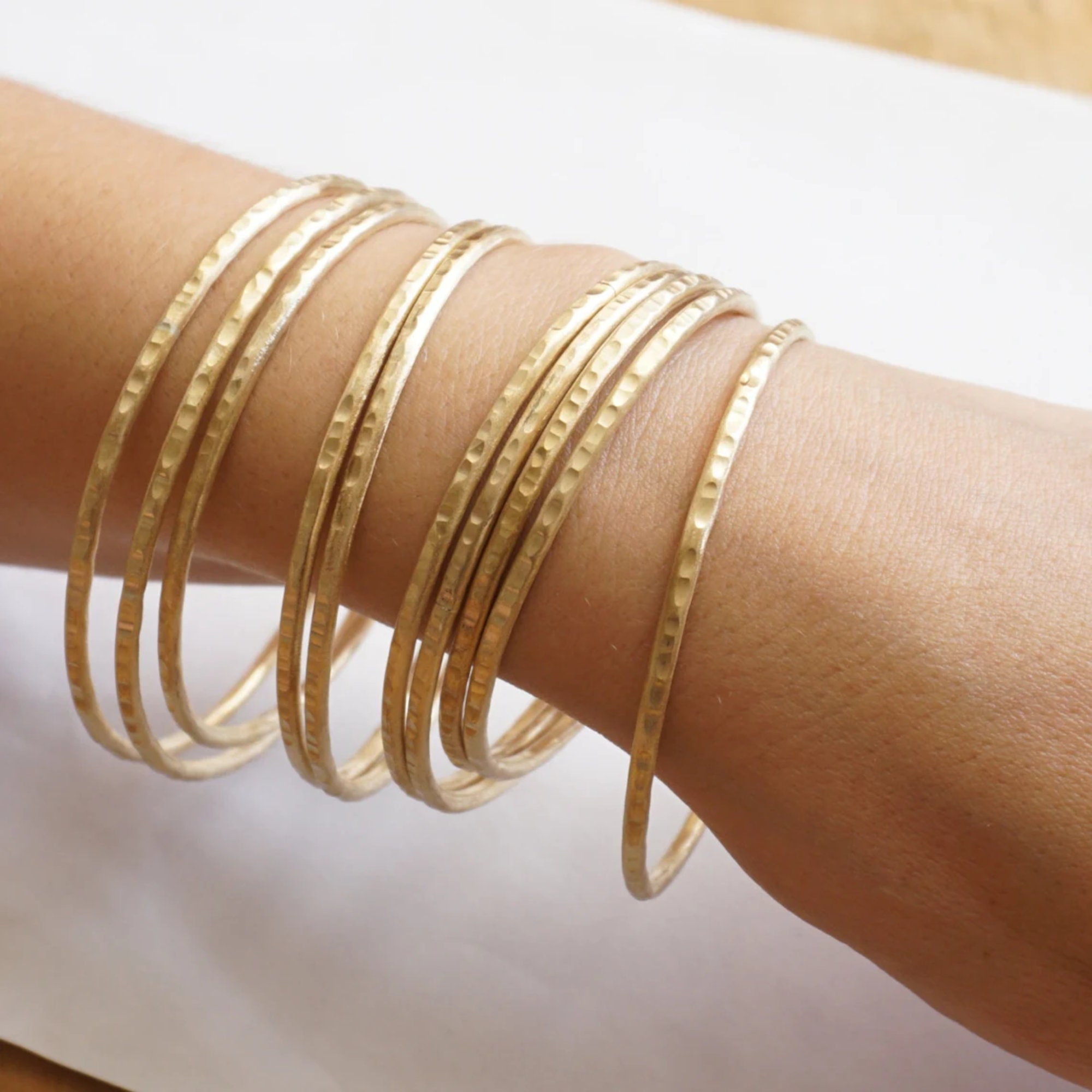 Texture Bangles Gold Colored Round Bangle Bracelet Sterling Silver ...