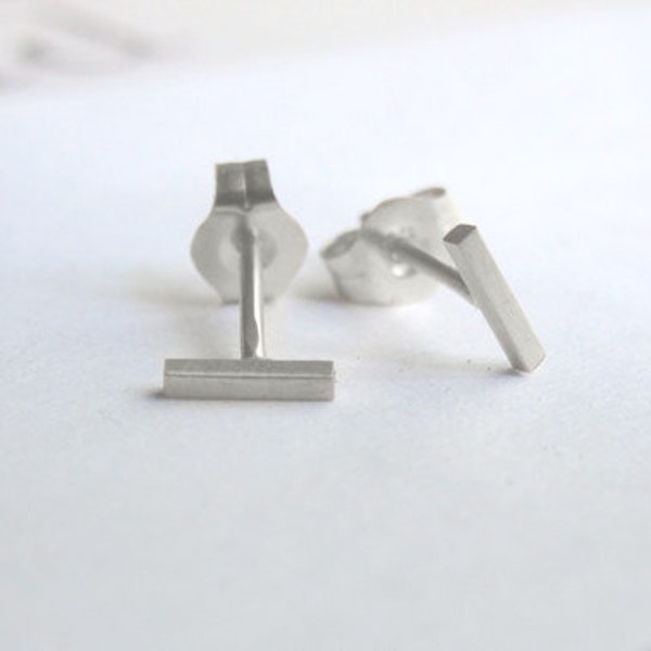 Mini boucles d'oreilles barre en argent sterling de 5 mm en laiton, fines boucles d'oreilles barre en argent sterling de 5 mm, petites boucles d'oreilles barre en argent 0006