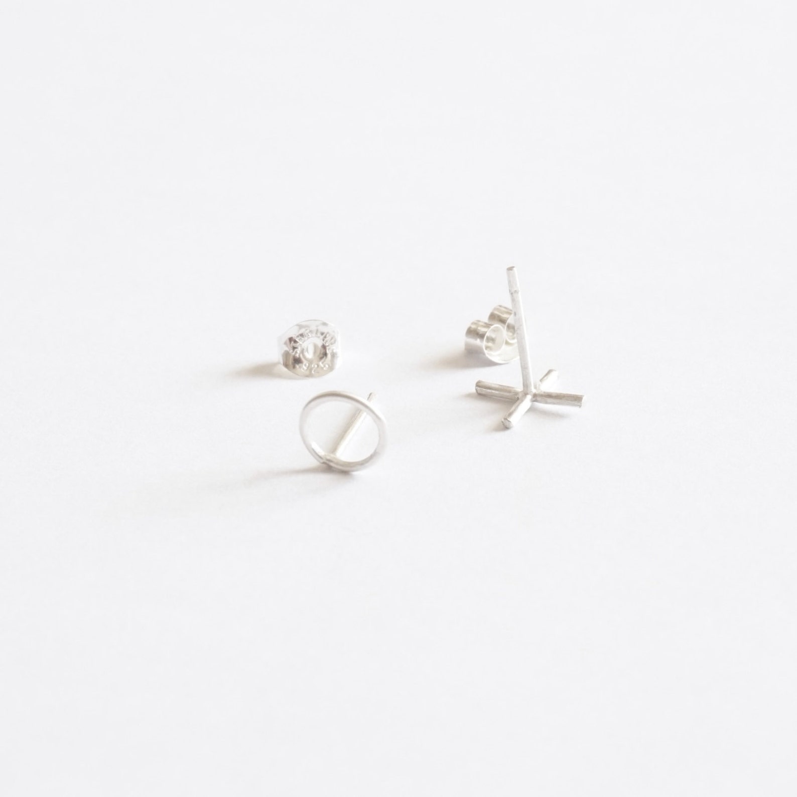 14K X and O Stud Earrings Small Sterling Silver Simple Modern Etsy