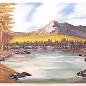 16 X 20 Bob Ross Style Mountain Alaskan Wilderness Waterfall Landscape Oil Painting On Canvas Spring Art Collectibles Oil Efp Osteology Org