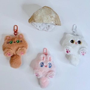 Fluffy Animal Keychain, Plush Cat Bunny Bear Bag Charms, Cute Purse Accessories, Charm Keychain, Valentine Gift, Gift for Her, Mom Gift