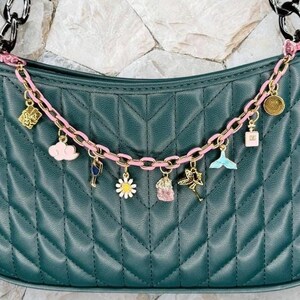 Pink Purse Chain With Charms | Charm Accessory for Handbags | Customizable Gift | Gift for Her | Personalized Charms | Valentine Gift