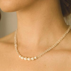 Freshwater Pearl & Crystal Choker: Bridal Seed Bead Necklace