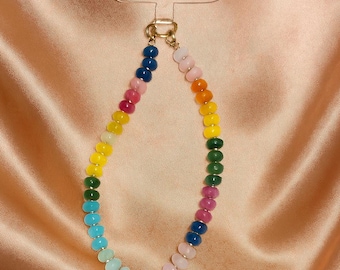 Regenbogen Perlen Handy Gurt, Armband für Handy Hülle, Boho Bead Charm Armband, Süßes Handy Accessoire, Geschenk für Sie