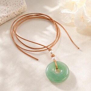 Artisan Green Aventurine & Natural Pearl Wrap Necklace - Multi-Way Stone Donut Choker - Natural Stone String Necklace - Gift for Her