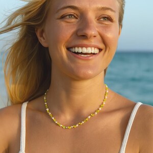 Green Beaded Necklace with Freshwater Pearls, Handmade Olive Gemstone Jewelry, Dainty Gift for Her, Minimalist Summer Layering Piece