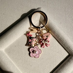 Pink Trendy Keyring, Kawaii Pink Charm Keychain, Sweet Girly Keyring, Accessories for Bags or Keys, Sweet Pink Keychain, Gift for Her