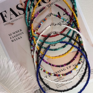Custom Seed Bead Choker: Minimalist Boho Layering Necklace