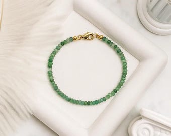 Crystal Bracelet, Green Aventurine Bracelet – Handmade Gemstone Jewelry, Minimalist Beaded Bracelet, Gift for Her