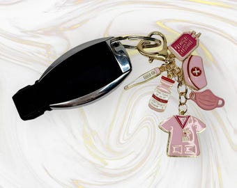 Gold Heart Clasp Nurse Doctor Handmade Gift, Nurse Charms Keychain, Custom Nurse Keychain, Nursing Student Gift, Nurse Graduation Gift