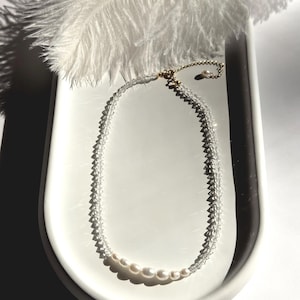 Bridal Pearl Choker: Freshwater Pearls & Crystal Beads