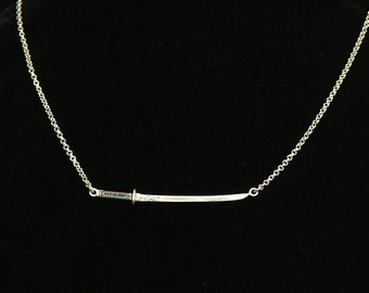 TIGER KATANA NECKLACE Sterling Silver-Japanese Sword with Rolo Chain- Made to Order