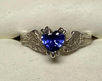 HEARTBEAT:  Lab Created Blue Sapphire Sterling Silver Ring Made to Order