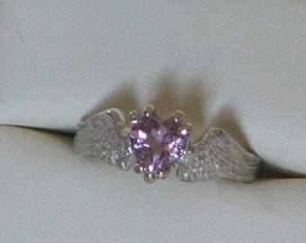 HEARTBEAT Remastered Sterling Silver and Lavender Rose de France Amethyst Angel Fairy Wings With a Heart-Made to Order