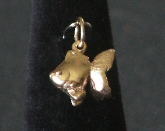 GOLDIE- 14K Solid Yellow Gold  Mini Ryukin Goldfish Pendant/Charm- Made to order