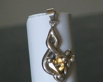 AMPERSOUND with Golden Citrine Heart, Musical Treble and Bass Clef  Fusion Pendant