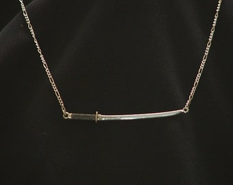 DRAGON KATANA NECKLACE Sterling Silver-Japanese Sword- Made to Order with Rolo Chain