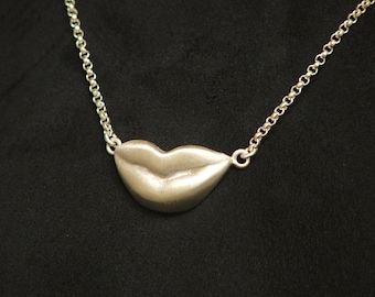 KISSING LIPS Necklace Sterling Silver 18" Made to Order