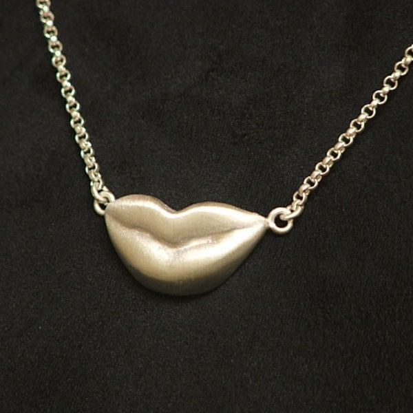 KISSING LIPS Necklace Sterling Silver 18" Made to Order