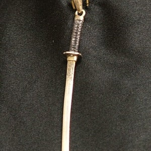 TIGER KATANA  Sterling Silver Japanese Tiger Sword Pendant Ready to Ship