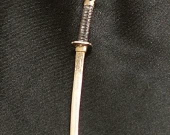 Tiger Katana Pendant, Sterling Silver Japanese Sword Ready to Ship