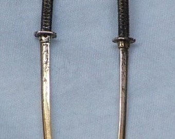 Boucles d'oreilles DRAGON KATANA en argent sterling-épées japonaises - fabriquées sur commande