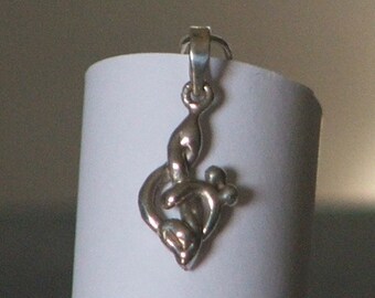 AMPERSOUND, SMALL Sterling Silver  Musical Treble and Bass Clef Fusion Charm/Pendant Ready to Ship