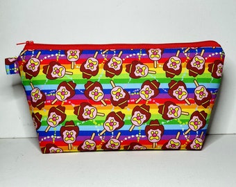 EXTRA LARGE Pouch in Rainbow Coloured Bubble O Bill Fabric