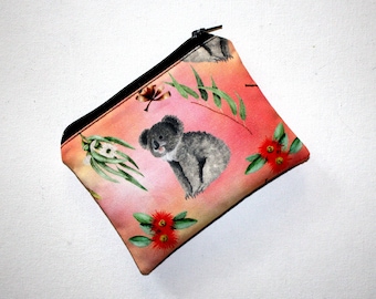 Small Zippered Pouch in Pretty Koala Fabric