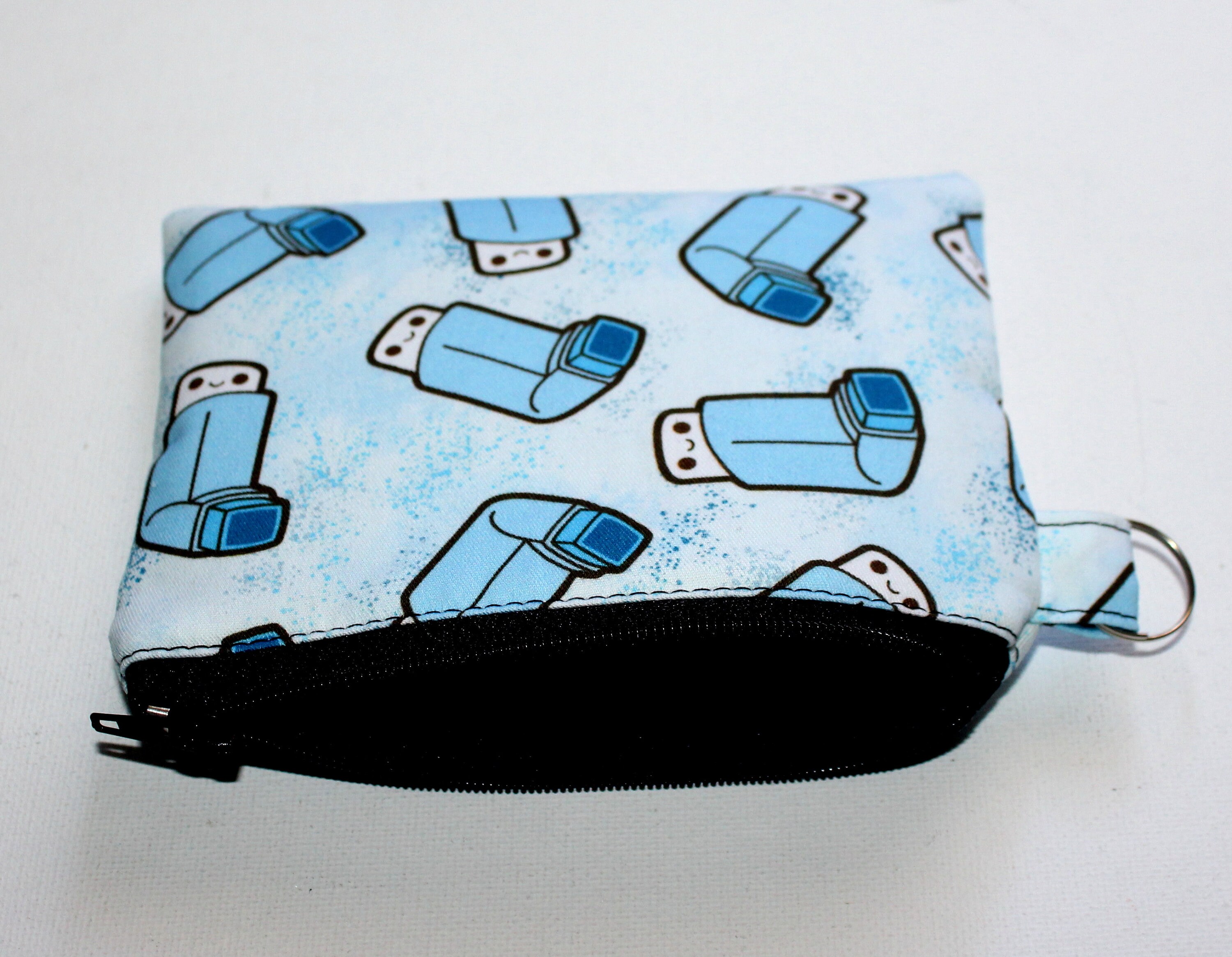 Small Zippered Pouch in Blue Puffer Fabric Etsy