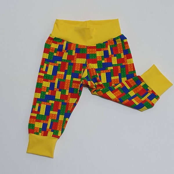 SIZE 0 - Baby Pants in Colourful Building Block Fabric