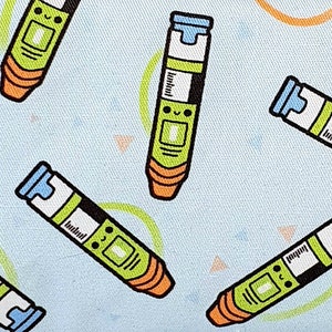 Compact Long First Aid Pouch in Epipen Fabric MINI scale print image 3