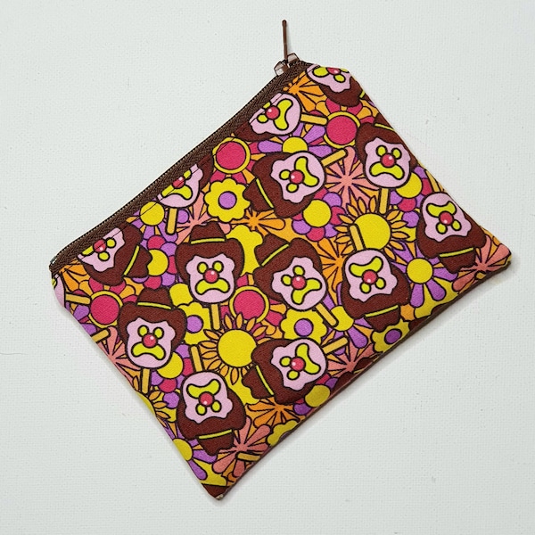 Small Zippered Pouch with Tiny Little Bubble O Bill Print