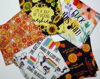 Fabric coaster, single, various PROFANITY designs to choose from