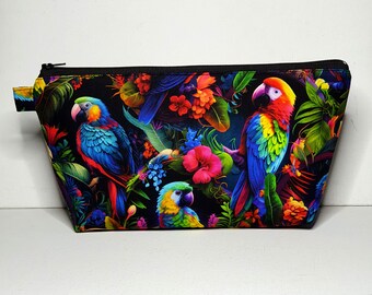 EXTRA LARGE Pouch in Colourful Parrot Fabric