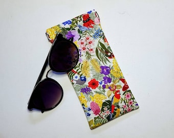 Sunglasses Pouch in Wildflower and Bird Fabric