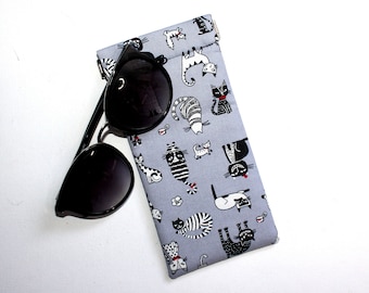 Sunglasses Pouch in Cute Cat Fabric