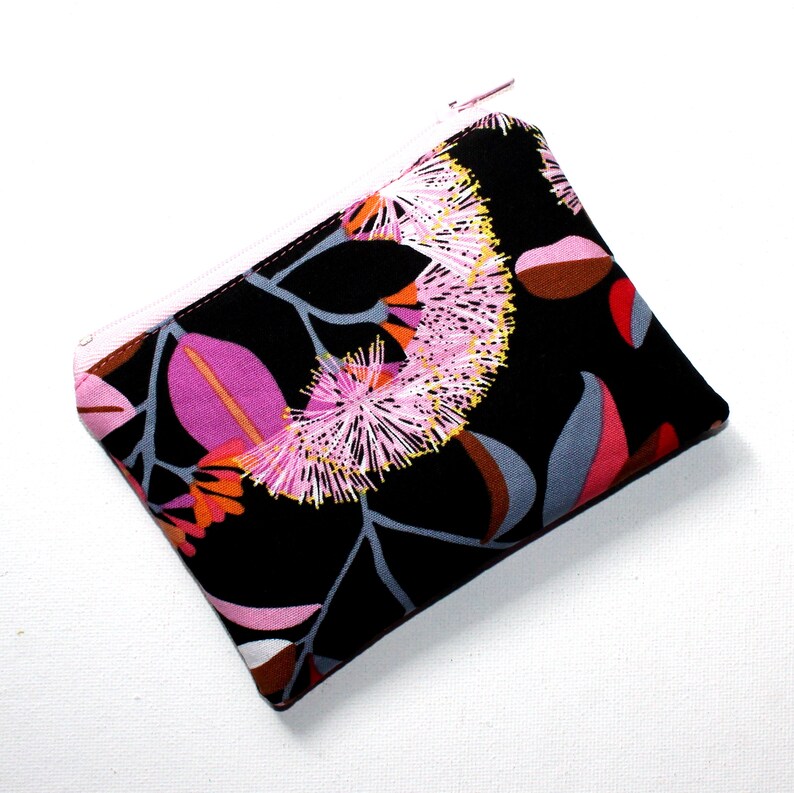 Small Zippered Pouch in Gorgeous Eucalyptus Floral Fabric