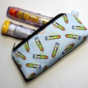 Compact Long First Aid Pouch in Epipen Fabric MINI scale print image 1