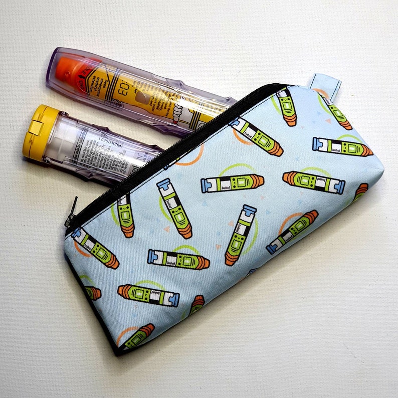 Compact Long First Aid Pouch in Epipen Fabric MINI scale print image 7
