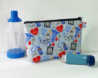 LARGE Pouch in First Aid Fabric, MINI scale print