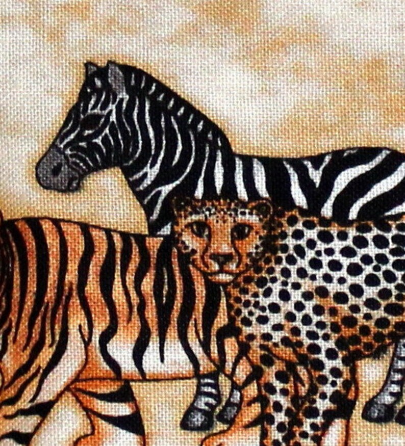 Zippered Pouch with Flat Bottom in Safari Animal Fabric