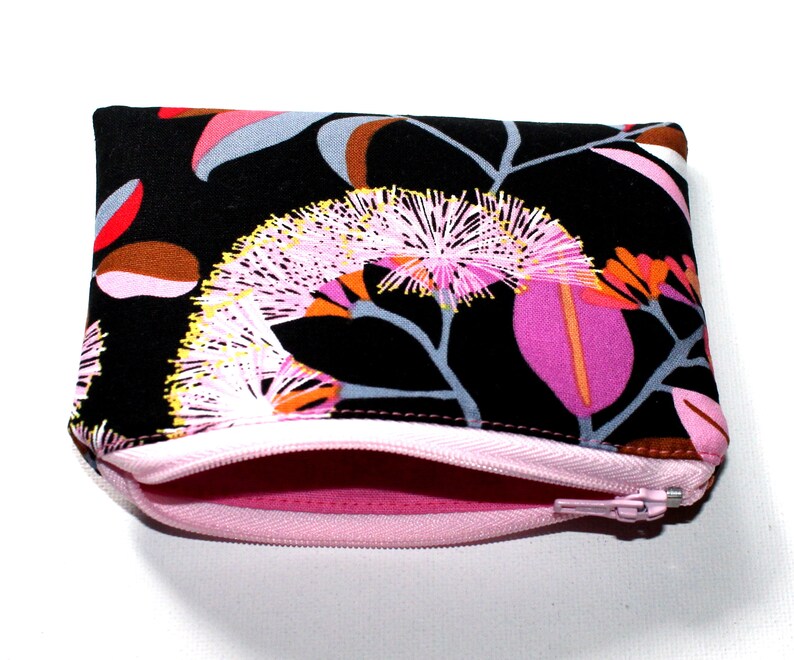Small Zippered Pouch in Gorgeous Eucalyptus Floral Fabric