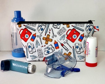 EXTRA LARGE Pouch in First Aid Themed Fabric